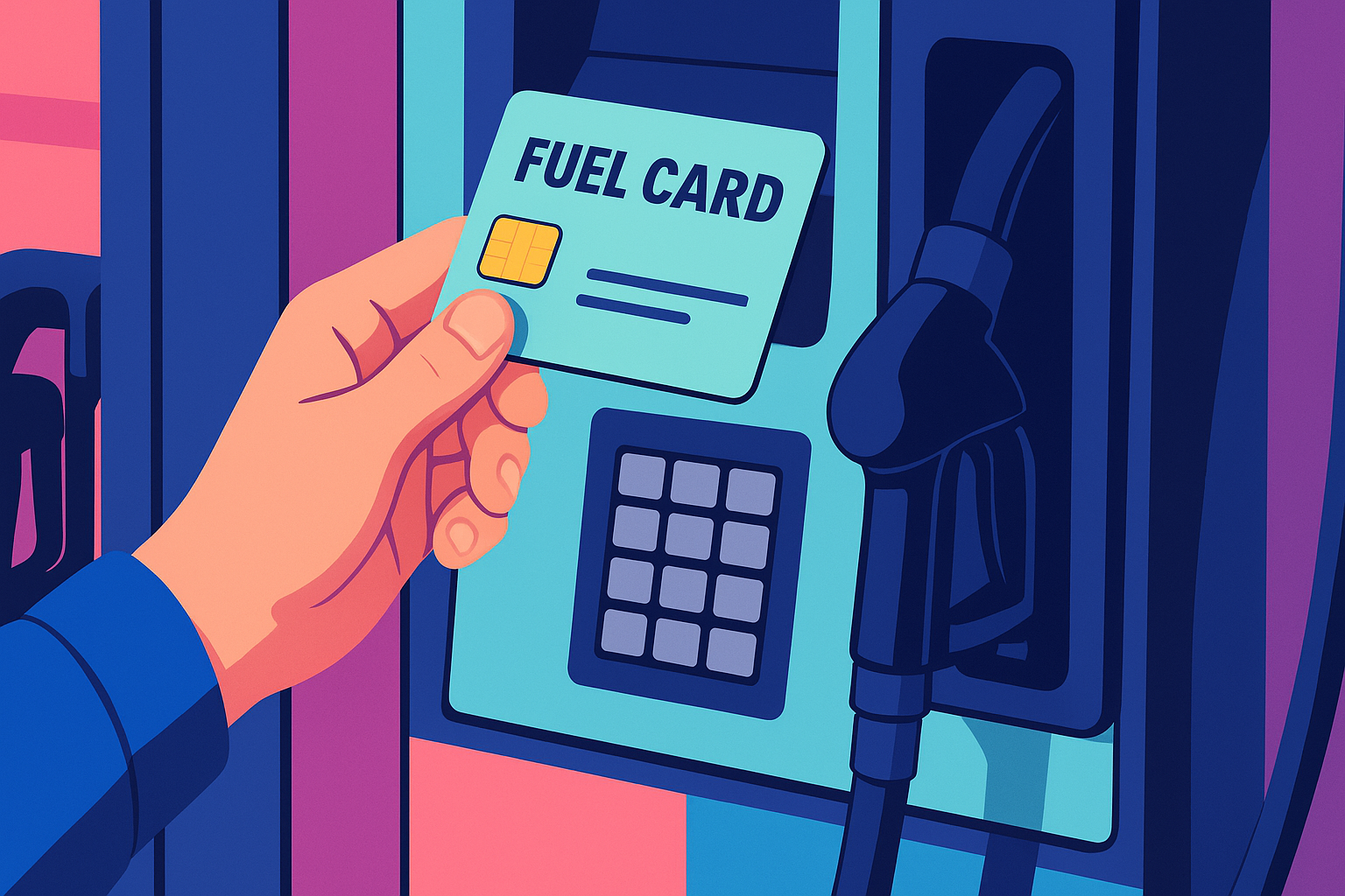person holding fleet card at gas pump